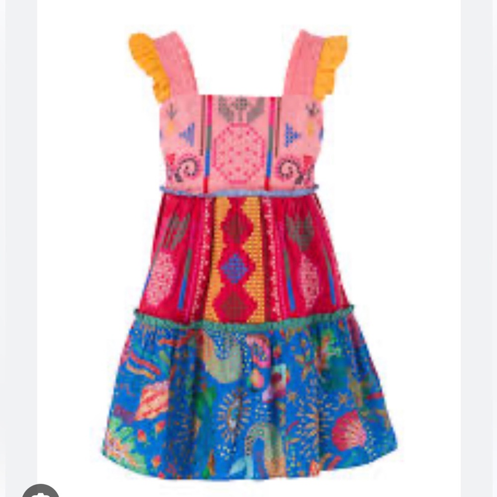 Farm Rio Color Blocking Embroidered Mini Dress